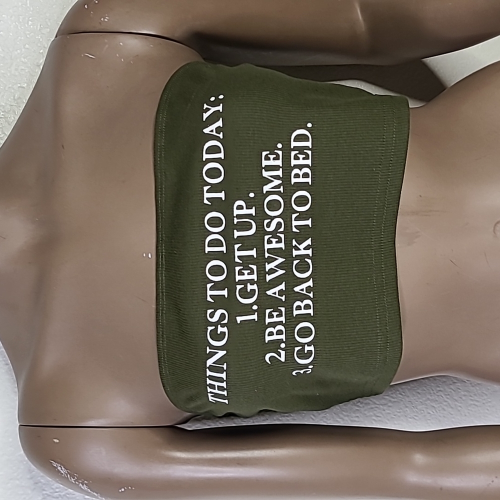 Tubetop Size Medium Military Khaki Green Fun Novelty Graphic Everyday Casual